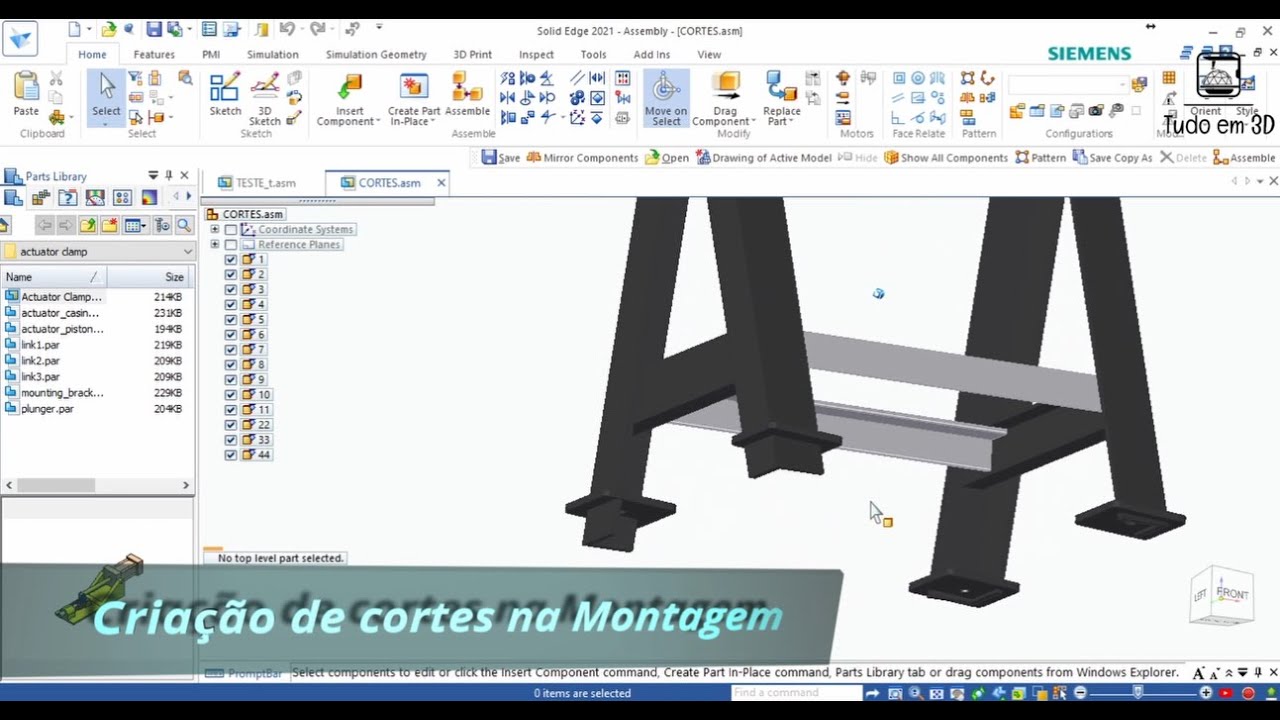 Criando Cortes SOLID EDGE (Montagem)