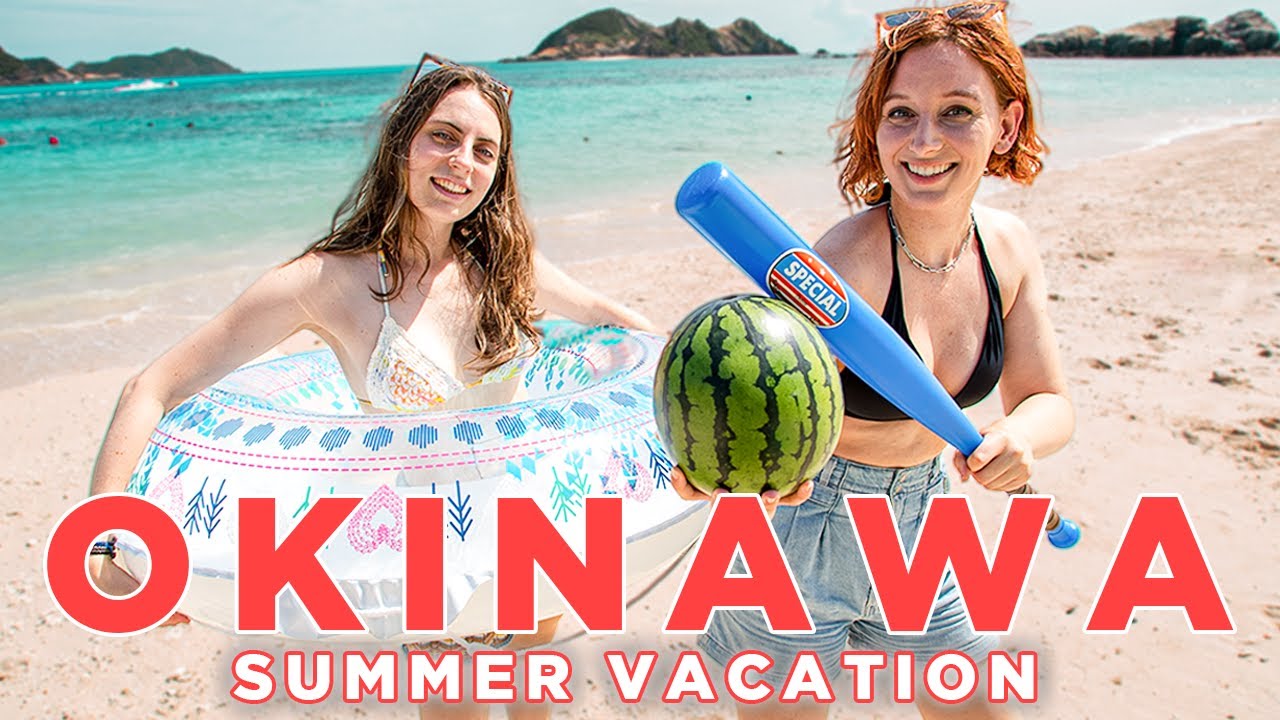 1 Day at a Japanese Beach In OKINAWA + Smashing Watermelons 🍉🏖