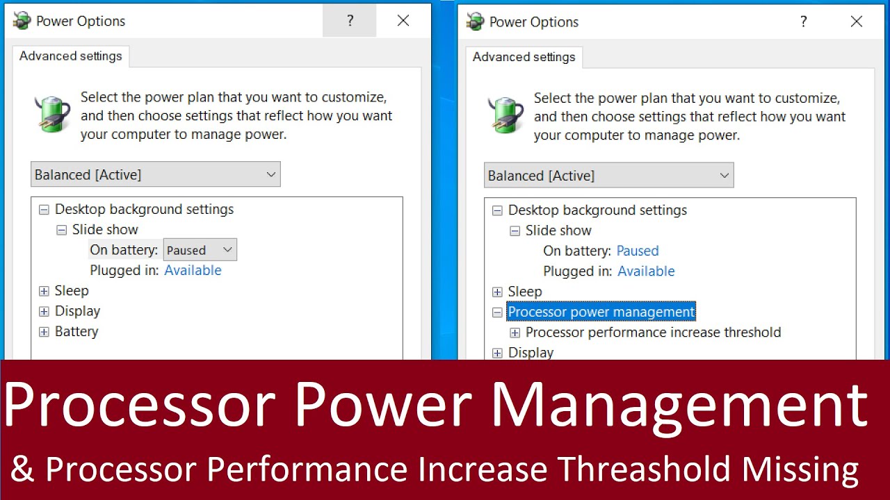 Processor Power Management & Performance Increase Threshold Missing in Windows 10,11   (Simple Fix)