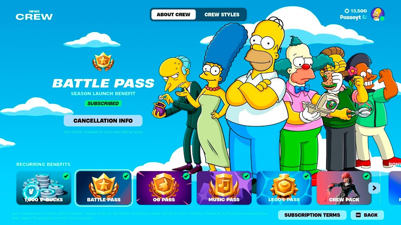 *COMPLETO* PASE de BATALLA de LOS SIMPSONS en FORTNITE! 😱🔥 (Skins de Homero, Bart, Marge)