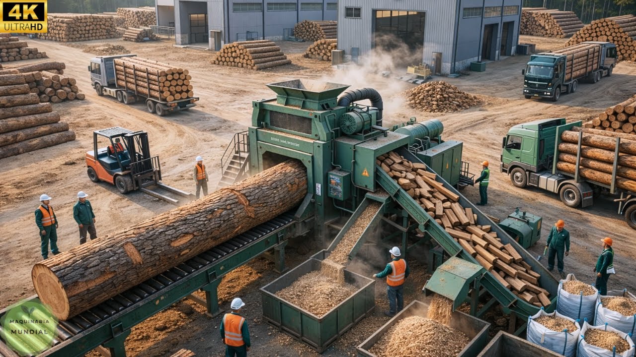 Inside a Wood Processing Factory – Heavy Duty Machines Transform Giant Logs