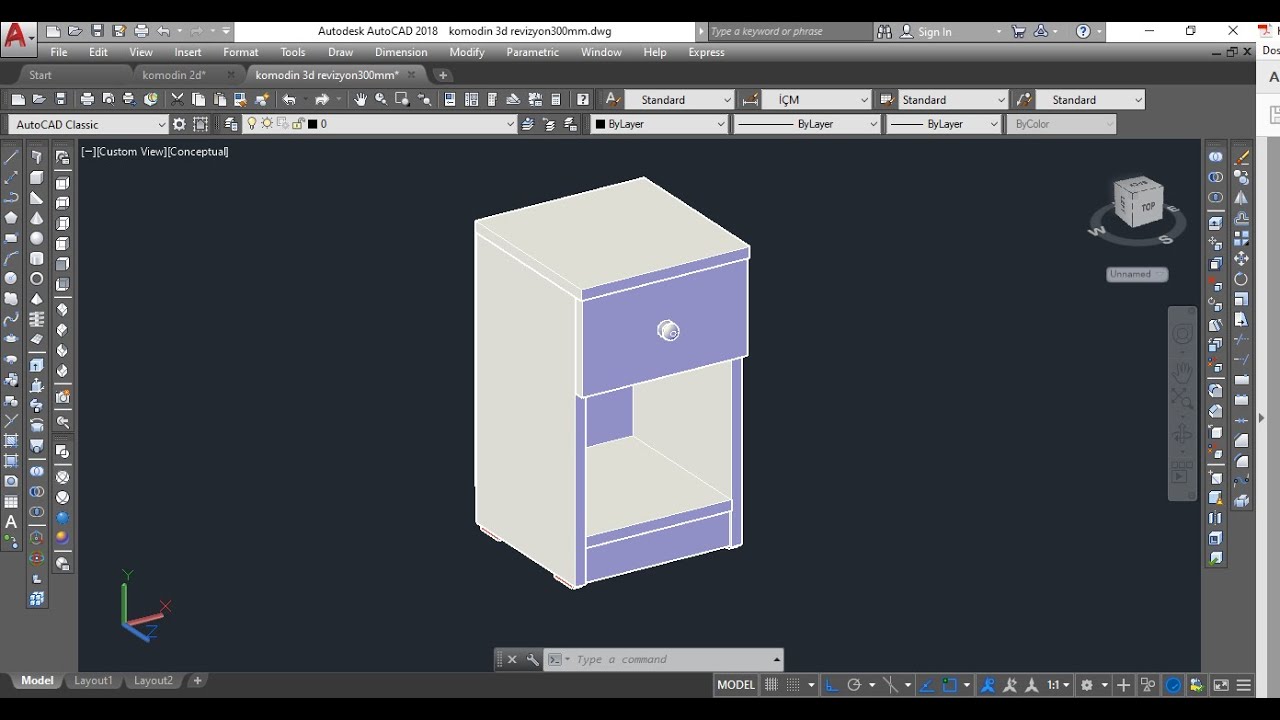 Autocad 3d Komodin Çizimi