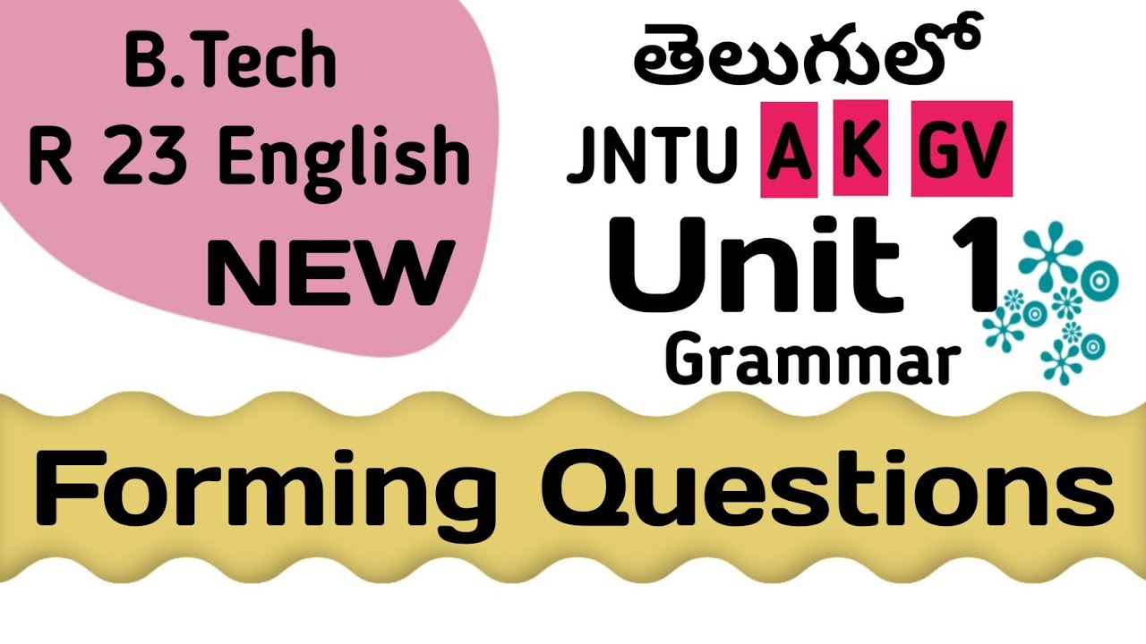 Forming Questions WH in Telugu I JNTUA JNTUK JNTUGV R23 Btech English