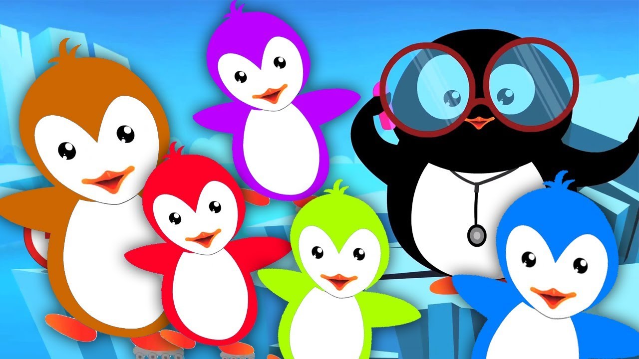 năm chú chim cánh cụt nhỏ | nhảy lên giường | vần mẫu giáo phổ biến | Five Little Penguins