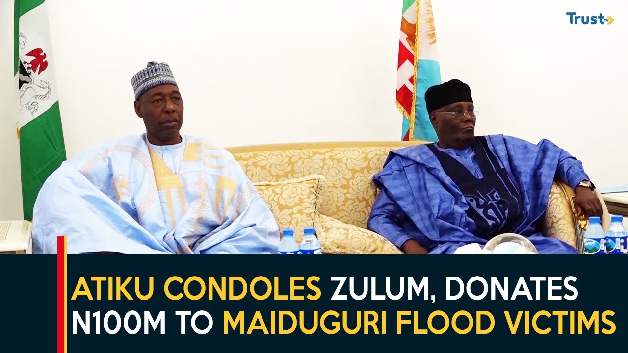 Maiduguri Floods: Atiku consoles with Zulum, donates N100m to survivors