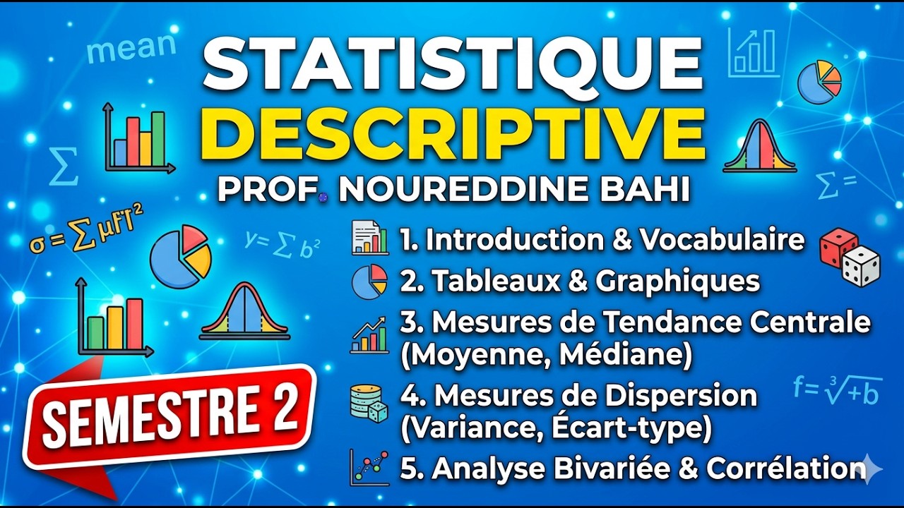 4. Statistique Descriptive S2 Simplifiée – Tout Comprendre Rapidement شرح بالعربي  Résumé  + QCM