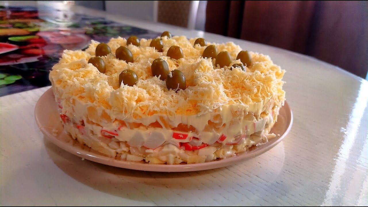 Салат ШЕДЕВР, Из Обычных КРАБОВЫХ Палочек🦀