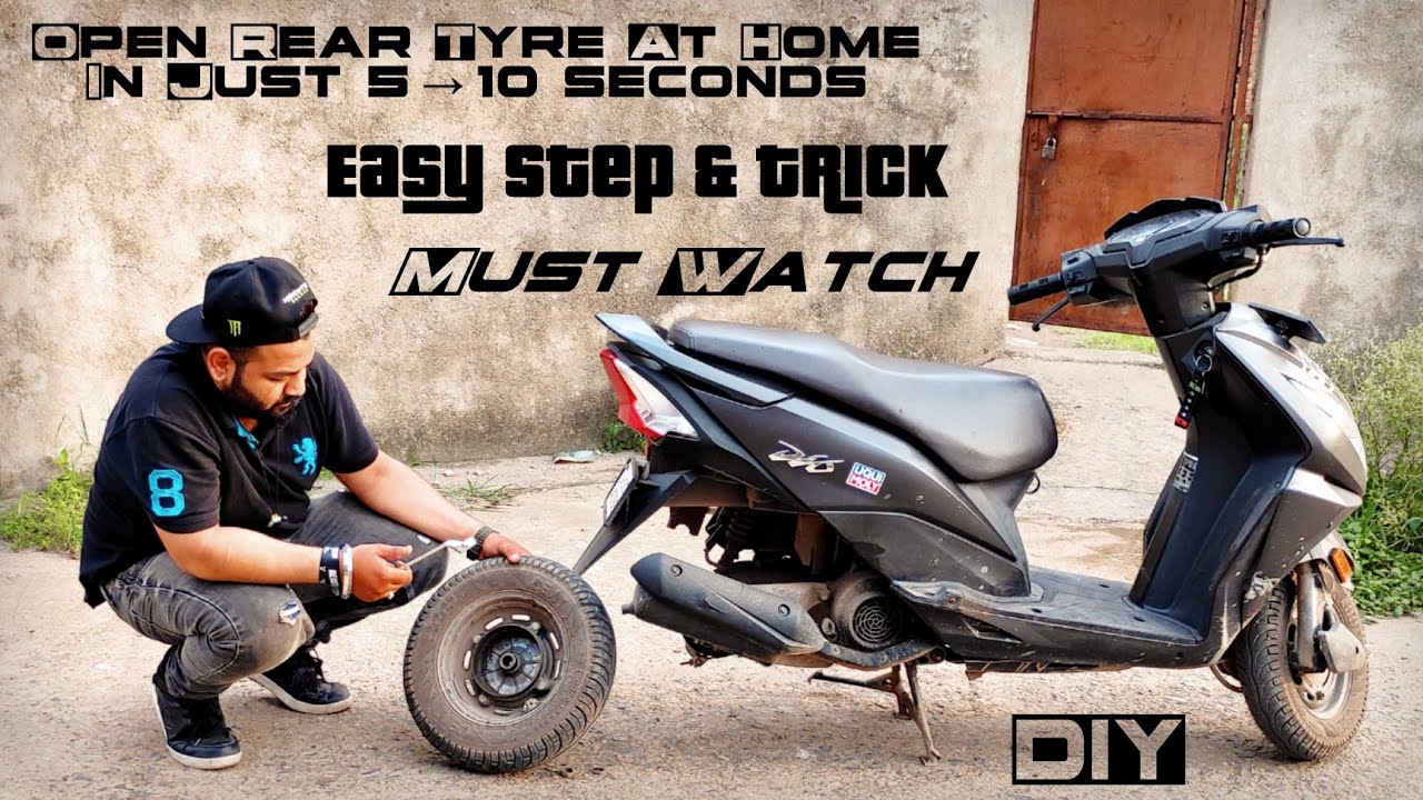 Opening Rear Tyre Of Any Scooty In Just 5→10 Seconds Easily At Your Home| Easy Tricks & Tips 👀| DIY