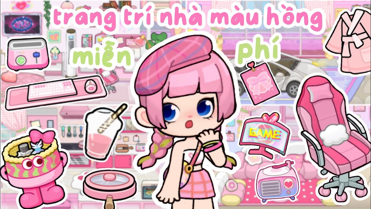 Trang Trí Nhà Màu Hồng Tiểu Thư MIỄN PHÍ trong GAME WORLD  🍧🌸💞 | Bơ Channel