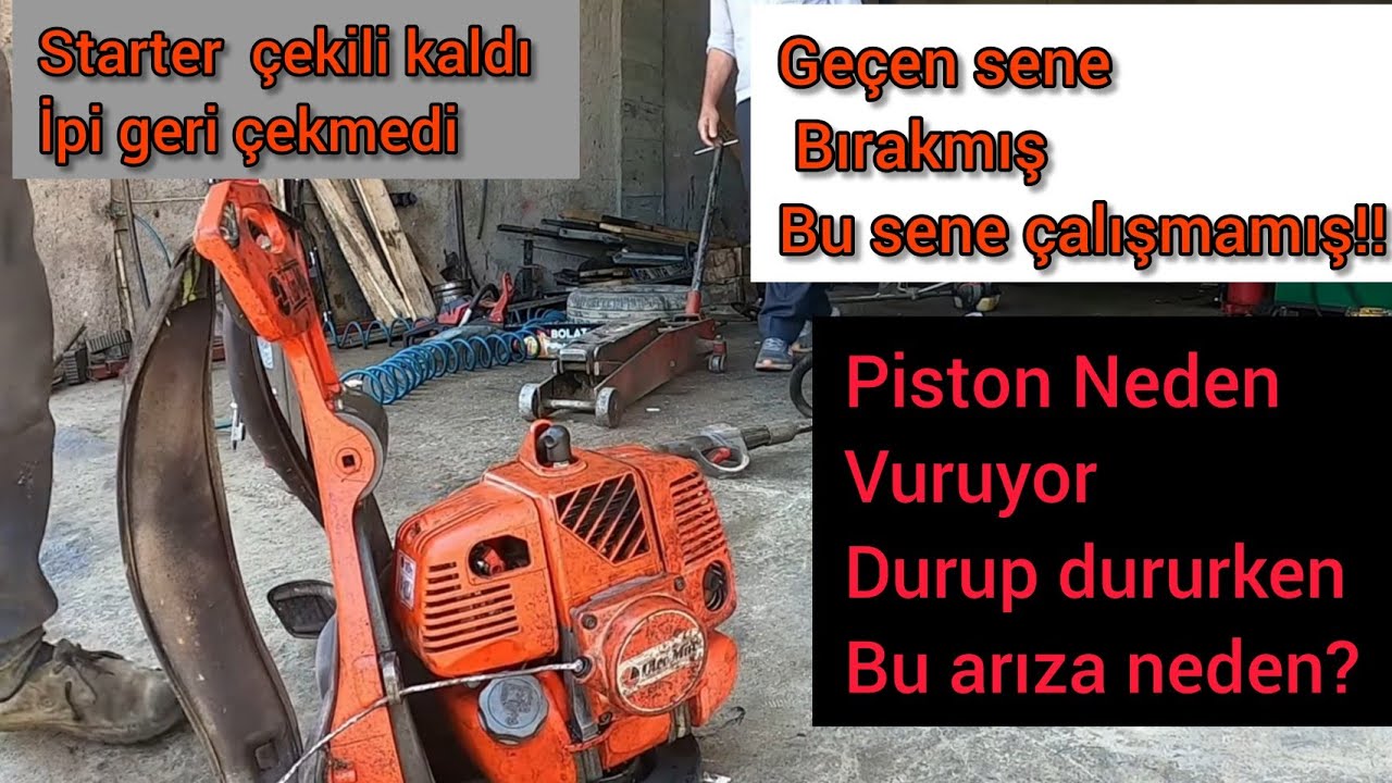 Oleomac 453 Starter sıkıştı İpi çekmiyor piston vuruyor / Motorlu Tırpan Tamiri