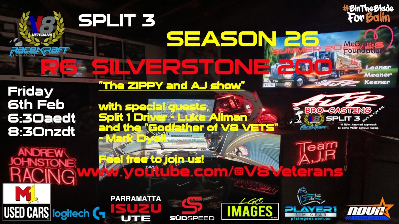RaceKraft Simulations V8 Veterans // SPLIT 3 // S26 // RND 6 // SILVERSTONE 200