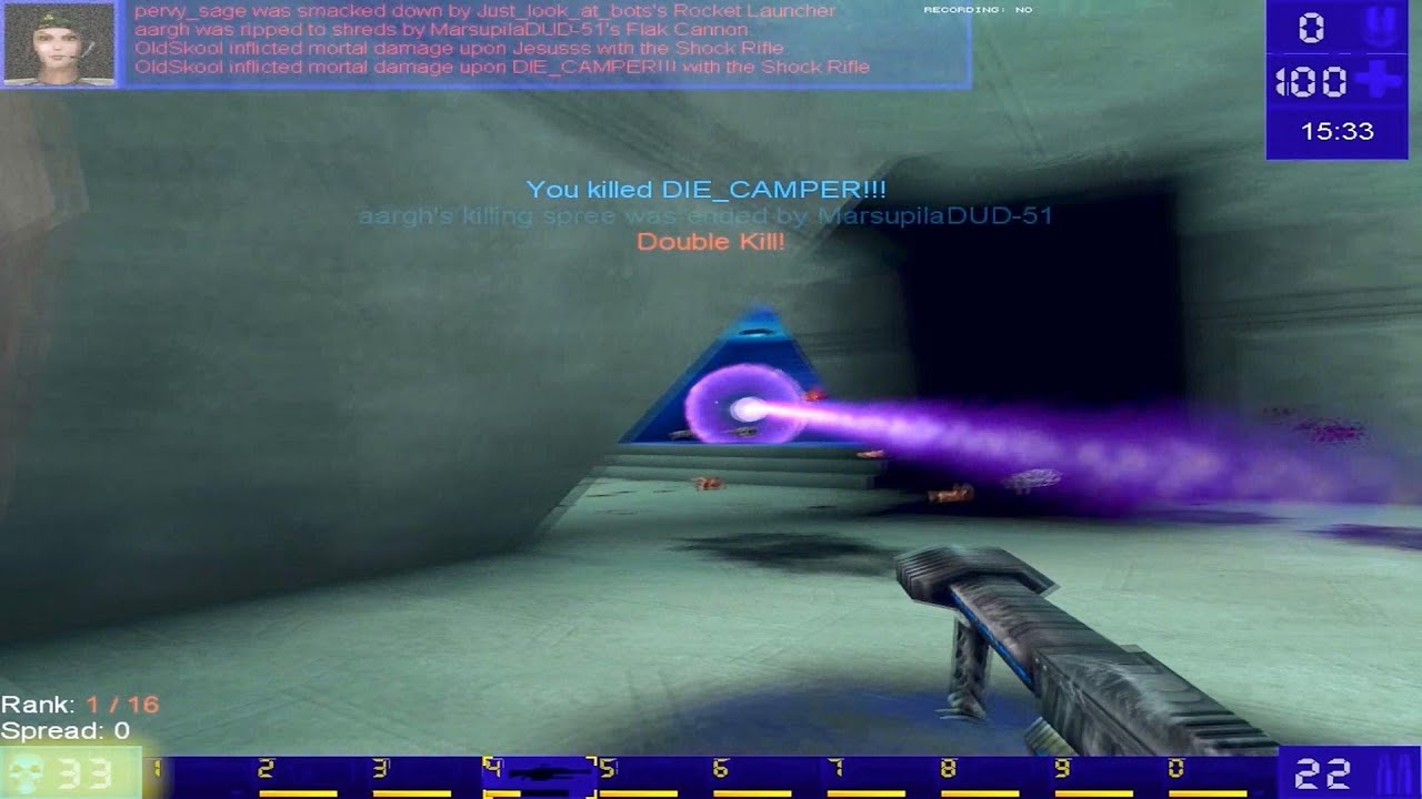 Unreal Tournament GOTY Online Deathmatch Deck 16 Shock Rifle only Gameplay