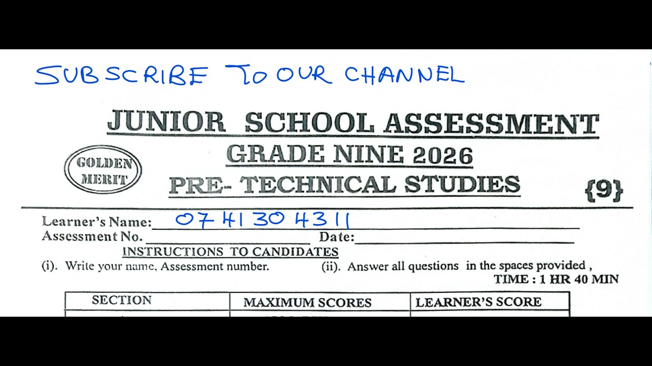 GRADE 9 PRETECHNICAL STUDIES – TERM 1 ASSESSMENT REVISION | GOLDEN MERIT JUNIOR SCHOOL 2026