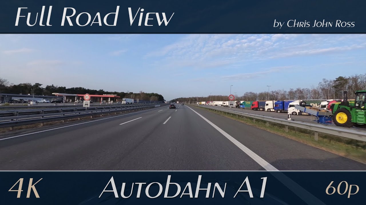 Autobahn (A1), Germany: Bremen - Hamburg - (Oyten - Elsdorf) - 4K (UHD/2160p/60p)