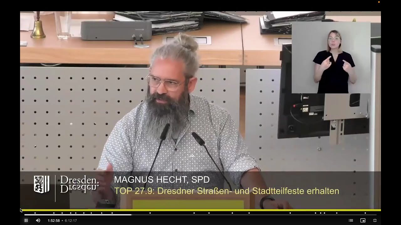 Meine letzte Rede im Dresdner Stadtrat. Thema: Stra&szlig;enfeste und vor allem BRN