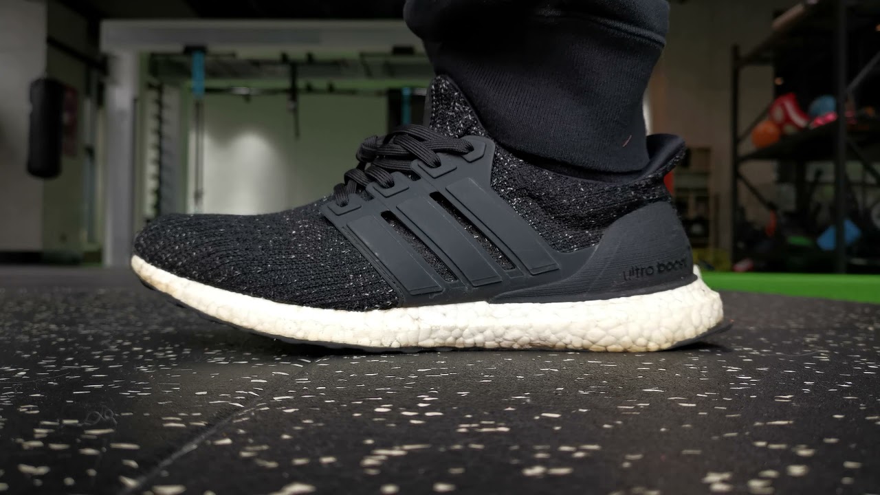 Adidas Ultraboost 4.0 (Black White Speckle) On-feet Midsole Cushioning Display