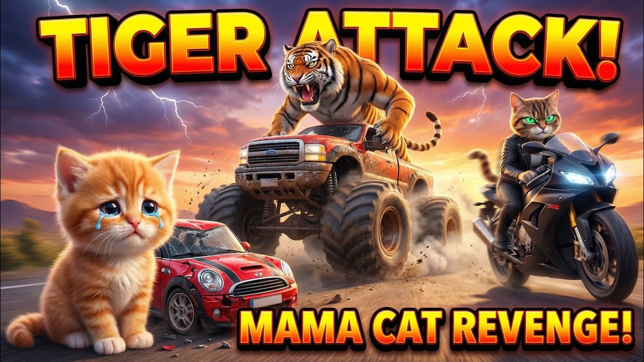 Mama Cat Trims Fur on the Farm and Makes Tiger Hat For Kittens At Home🐾🎩🐯 #catshorts #trending 