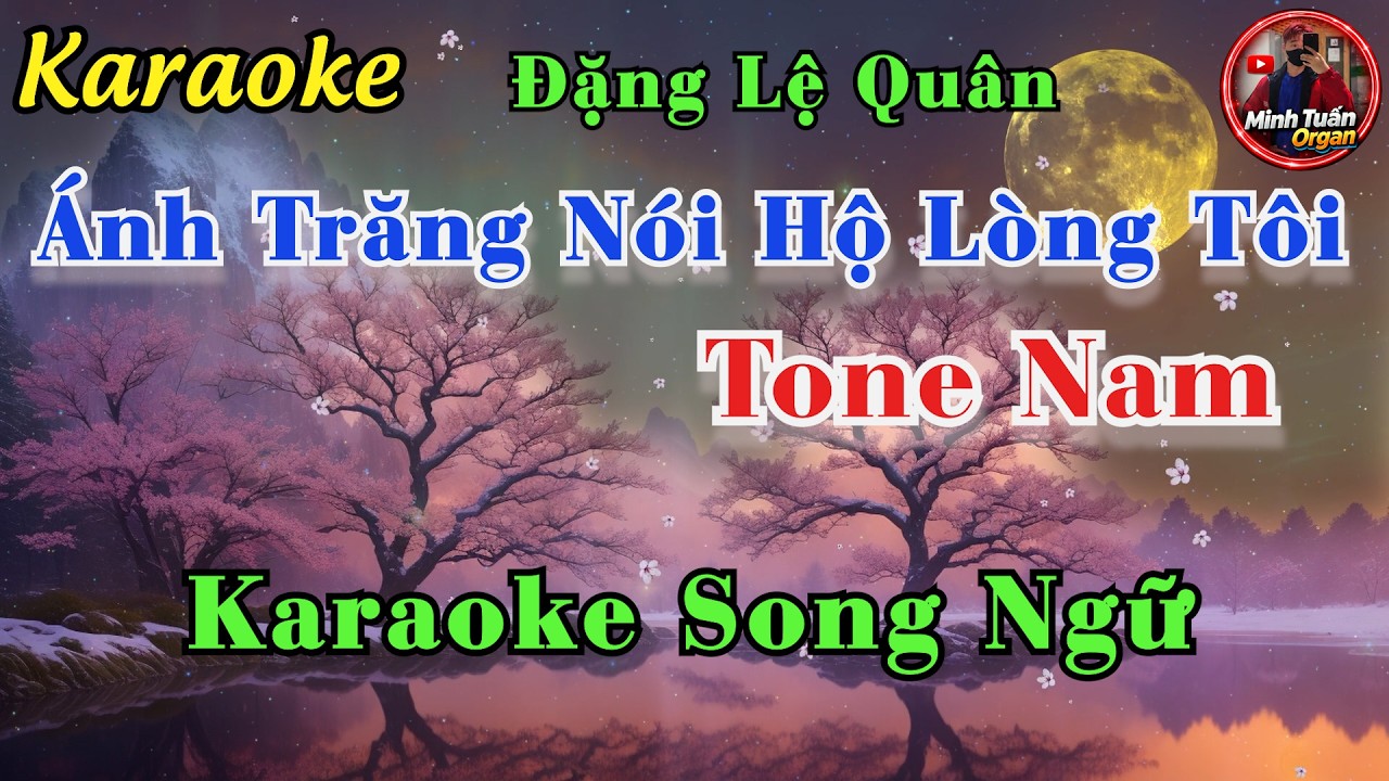 Ánh Trăng Nói Hộ Lòng Tôi Karaoke Tone Nam  | Karaoke Song Ngữ Lời Việt - Pinyin