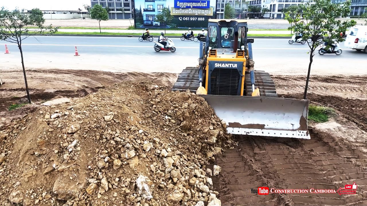 Watch This Complete Sand Filling Project With Shantui Dozer Skills & Dump Truck Dumping