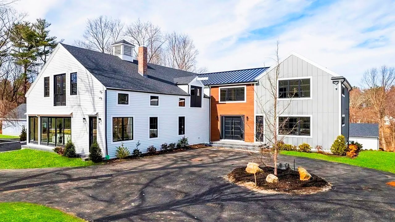 Two luxury mansions with modern interior design in Massachusetts for $11,985,000 and $5,999,000.