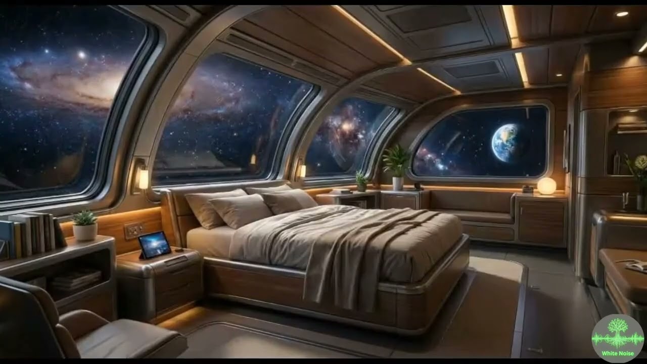 Spaceship Sleeping Ambience: Deep Brown Noise & Galaxy View
