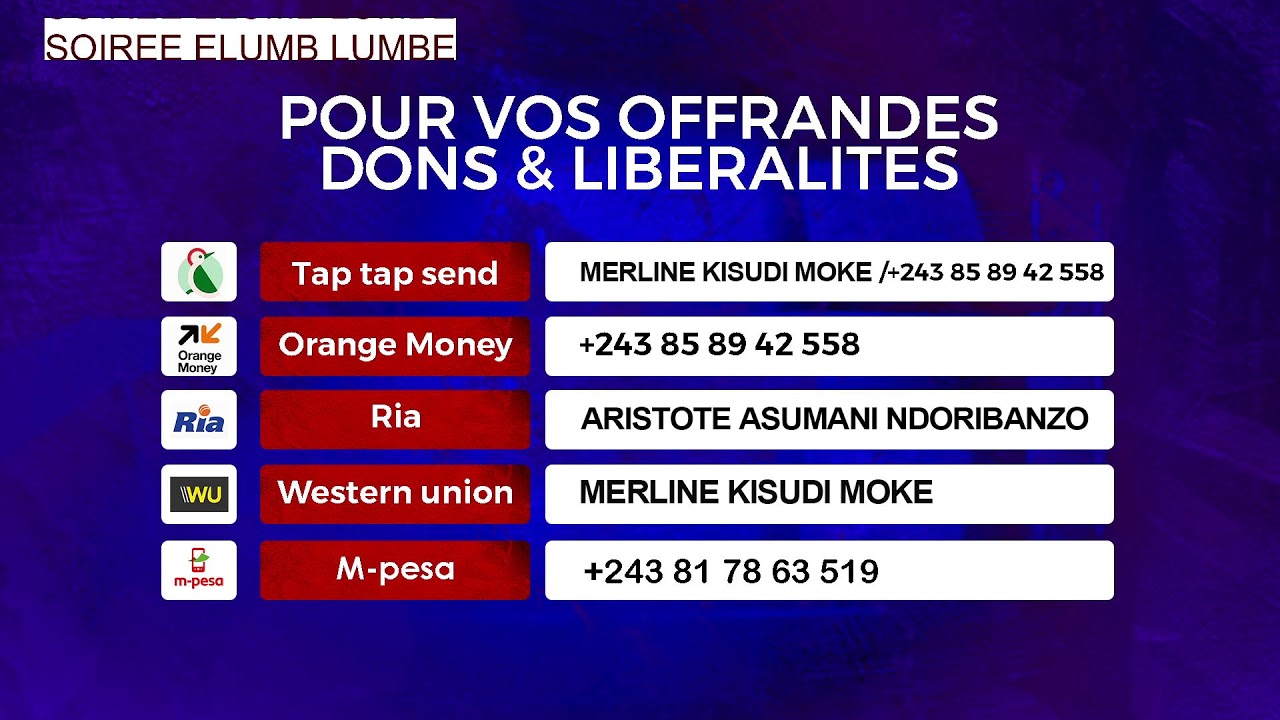 SOIREE ELUMBE LUMBE AVEC PAST ARISTOTE ASUMANI. DU 03 MARS 2026