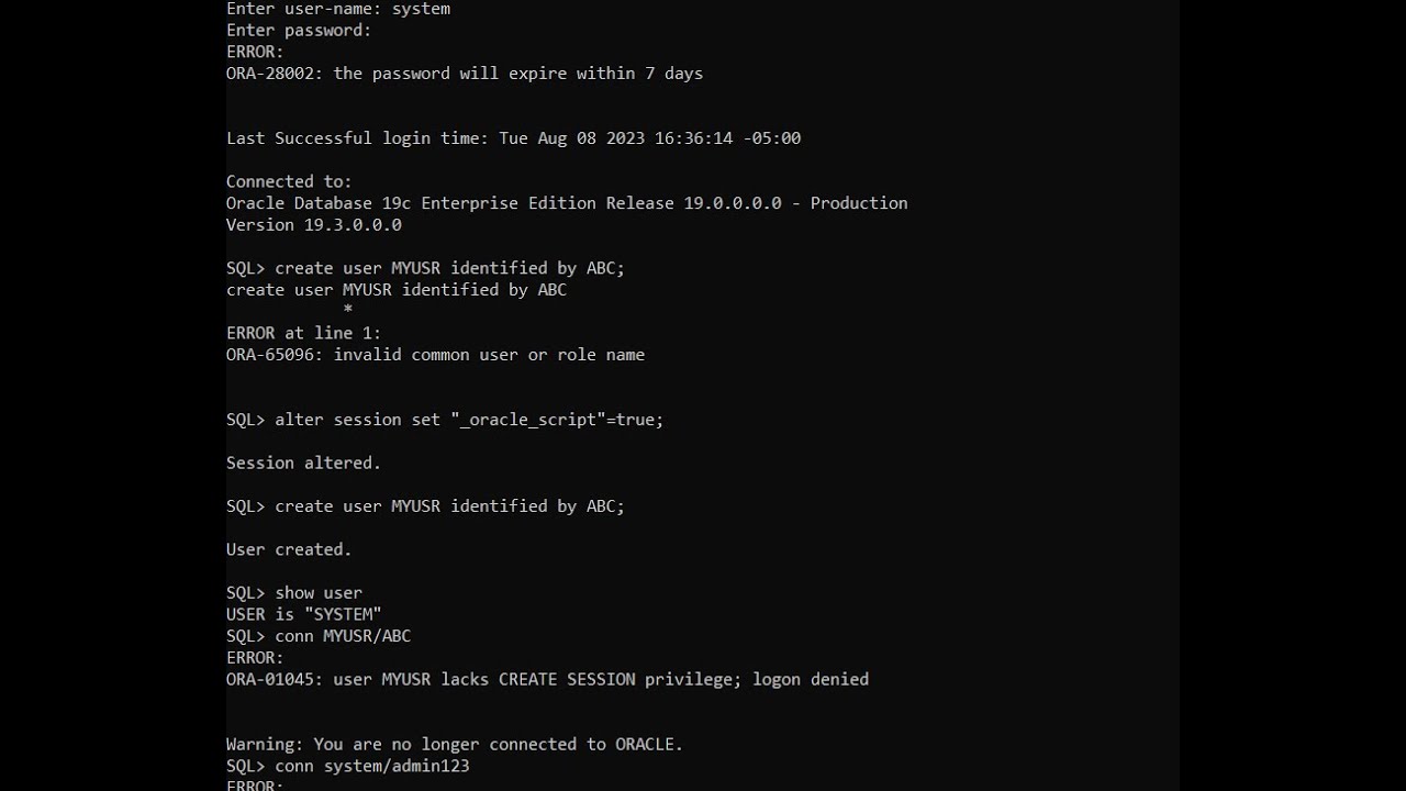 How to Create New User & Password in Oracle 19c| Oracle DBA tutorial| ENTOPDBA