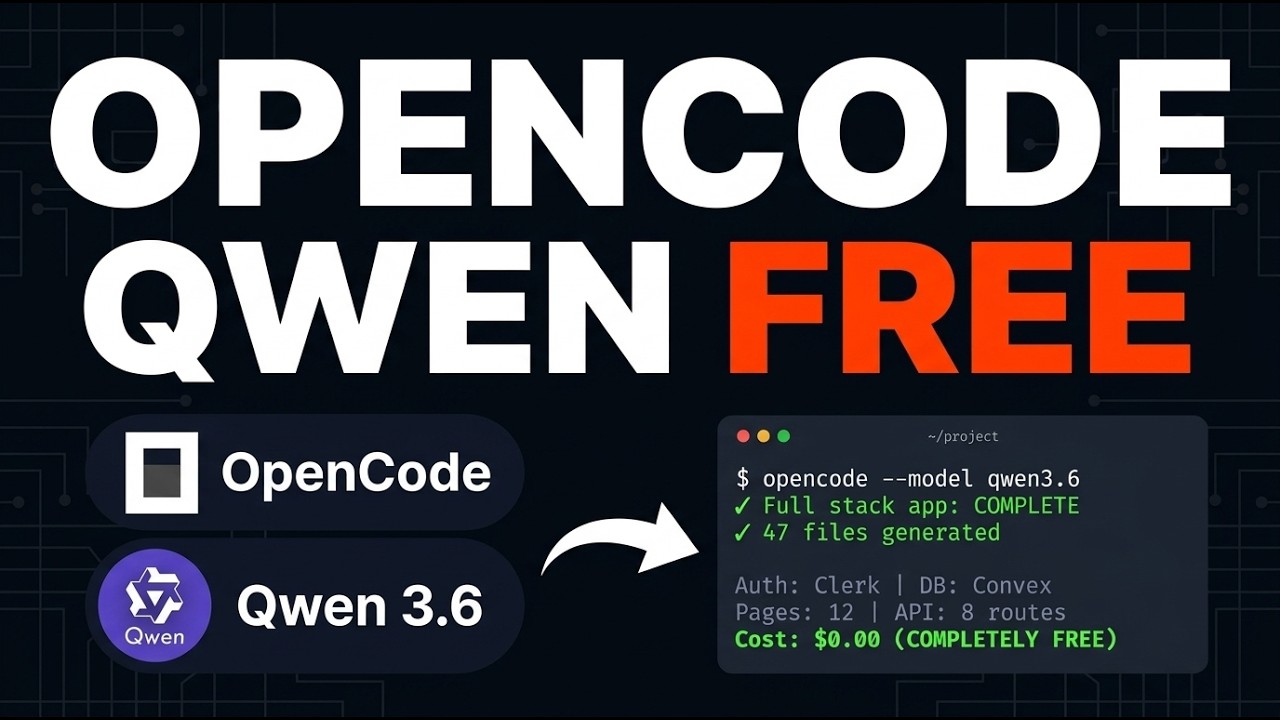 OpenCode + Qwen 3.6 PRO = Мгновенная загрузка полнофункционального приложения (100% бесплатно)