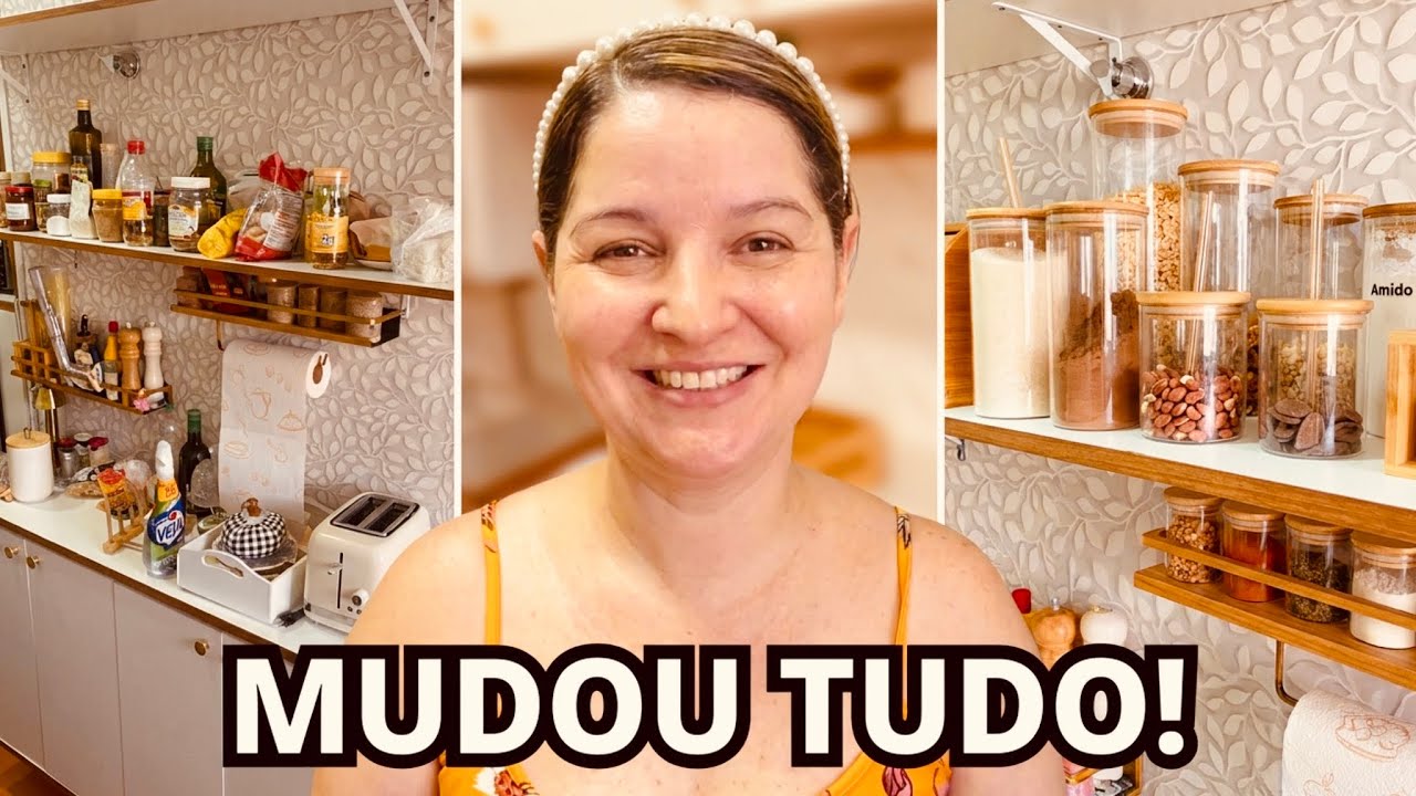 Nova Decoração na Cozinha/ Limpeza e organização das Prateleiras Mais  Alimentação Saudável 