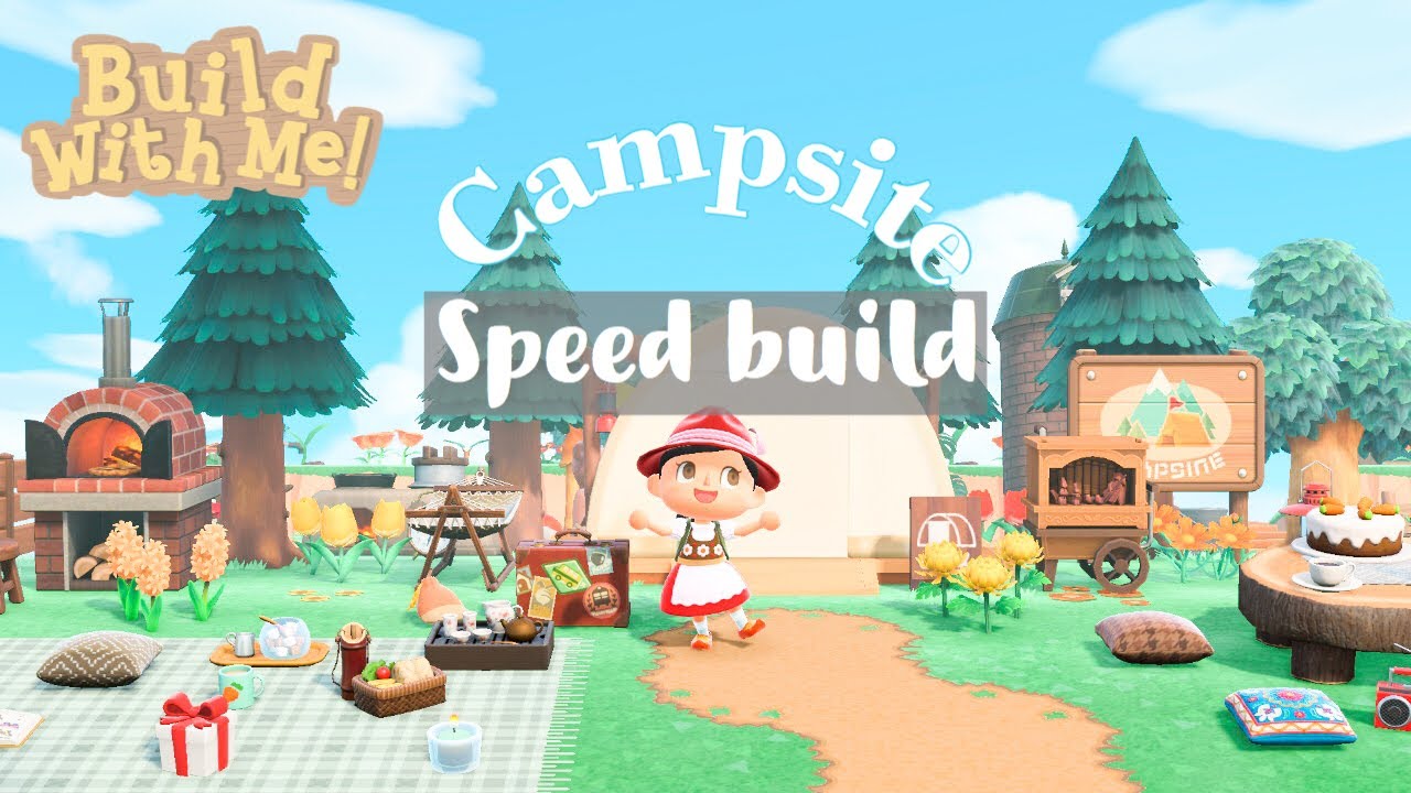 CAMPSITE SPEED BUILD ~ ACNH // ANIMAL CROSSING NEW HORIZONS + DESIGN CODES