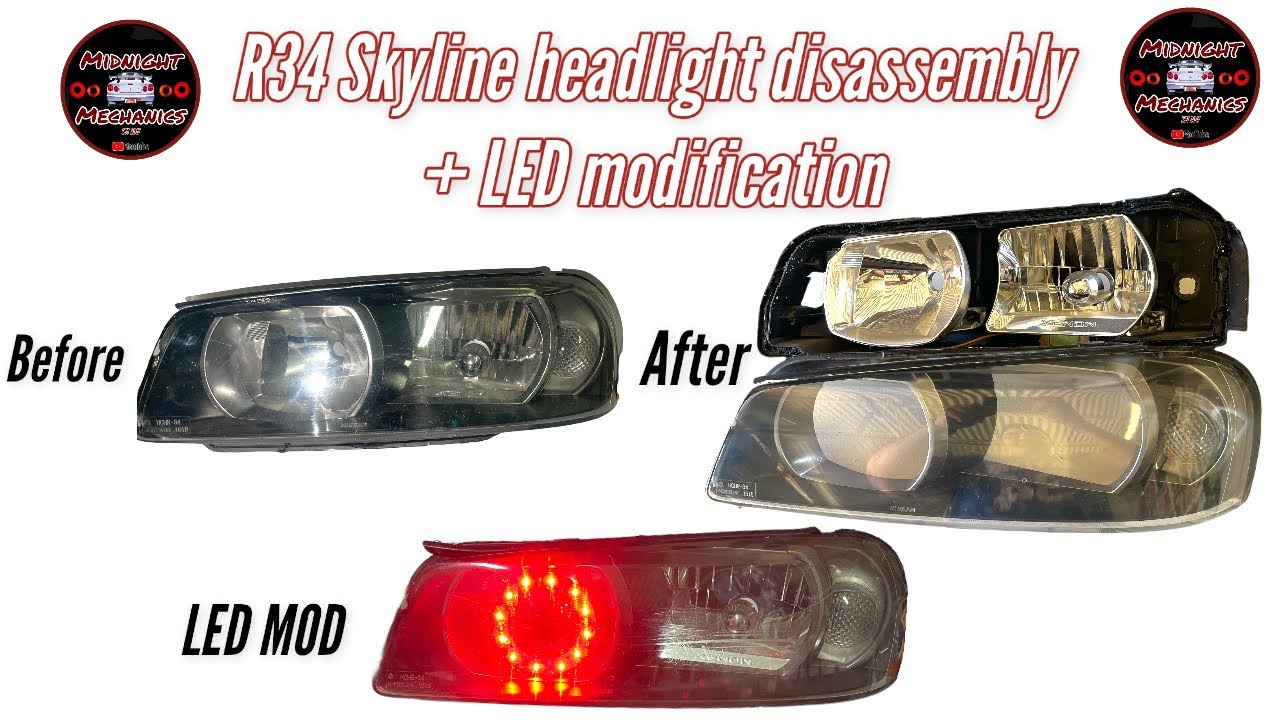 R34 Skyline Headlight disassembly + LED Modification