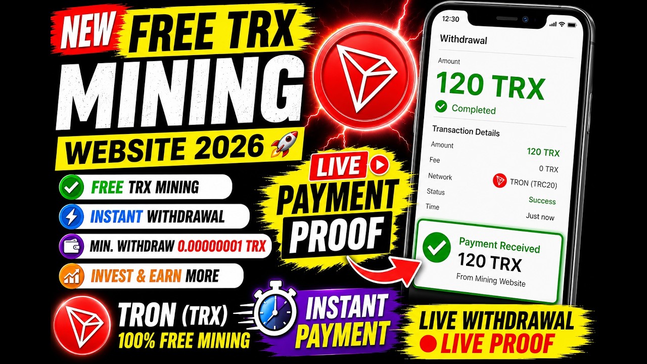 New Free TRX Mining Website 2026 🚀 Instant Withdrawal Proof | Free Tron Mining | Live Payment Proof