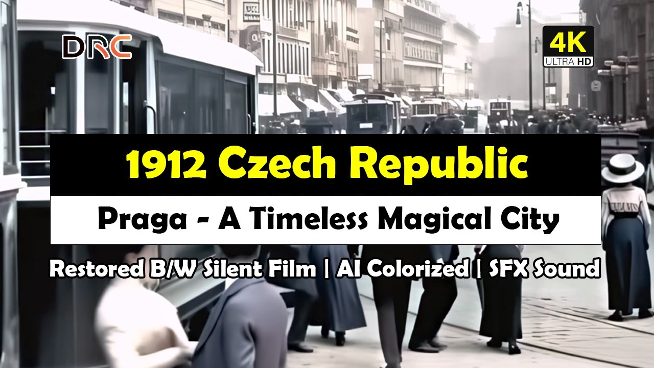 1912 Praga Czech Republic | HD Restored & Colorized Rare Footage | 4K 60fps | Journey back in time