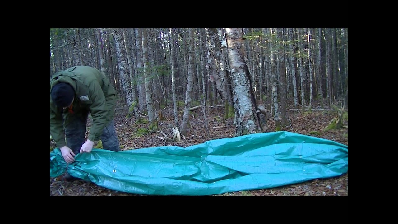 Ground pea pod tarp shelter / survival shelter