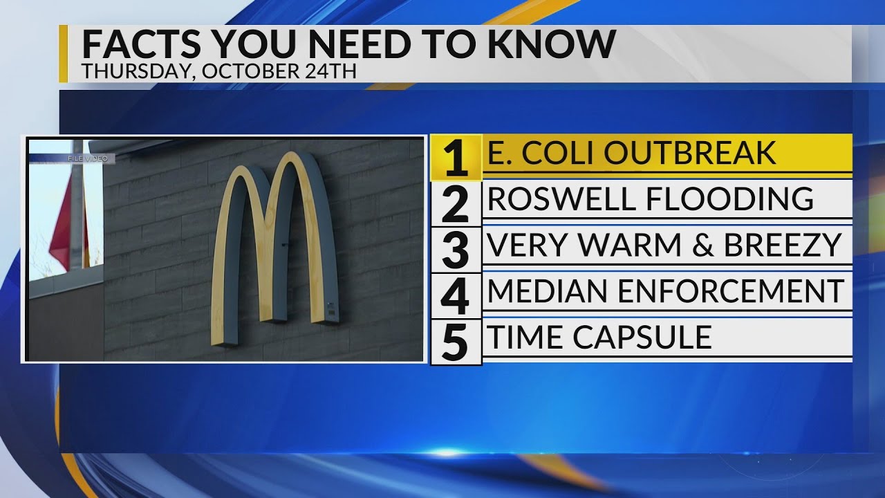 KRQE Newsfeed: E. coli outbreak, Roswell flooding, Warm and breezy, Median enforcement, Time capsule