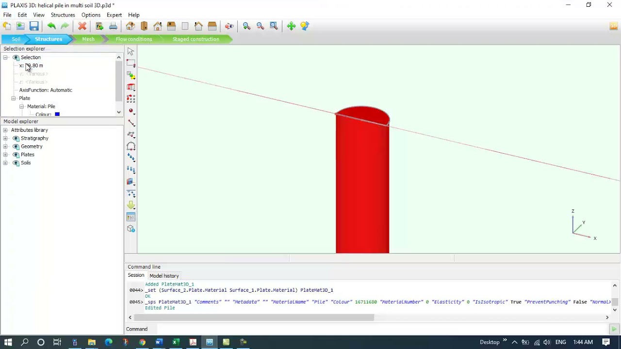 Simulation of Helical pile in multi-layers soil using Plaxis 3D Finite element program