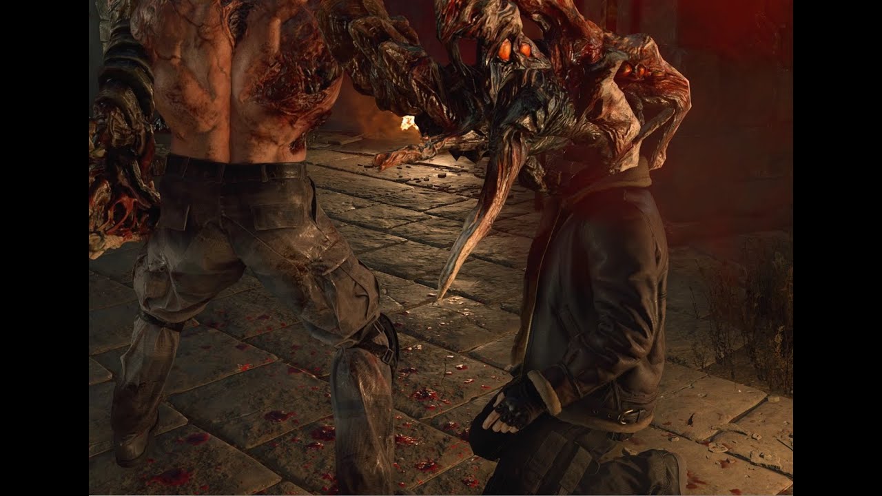 Resident Evil 4 Remake - Krauser crushes Leon's head