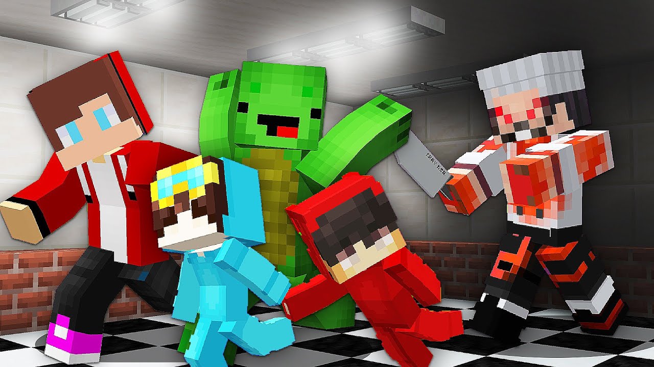 Nico and Cash Escape the Pizzeria in Minecraft JJ and Mikey Challenge Pranks - Maizen