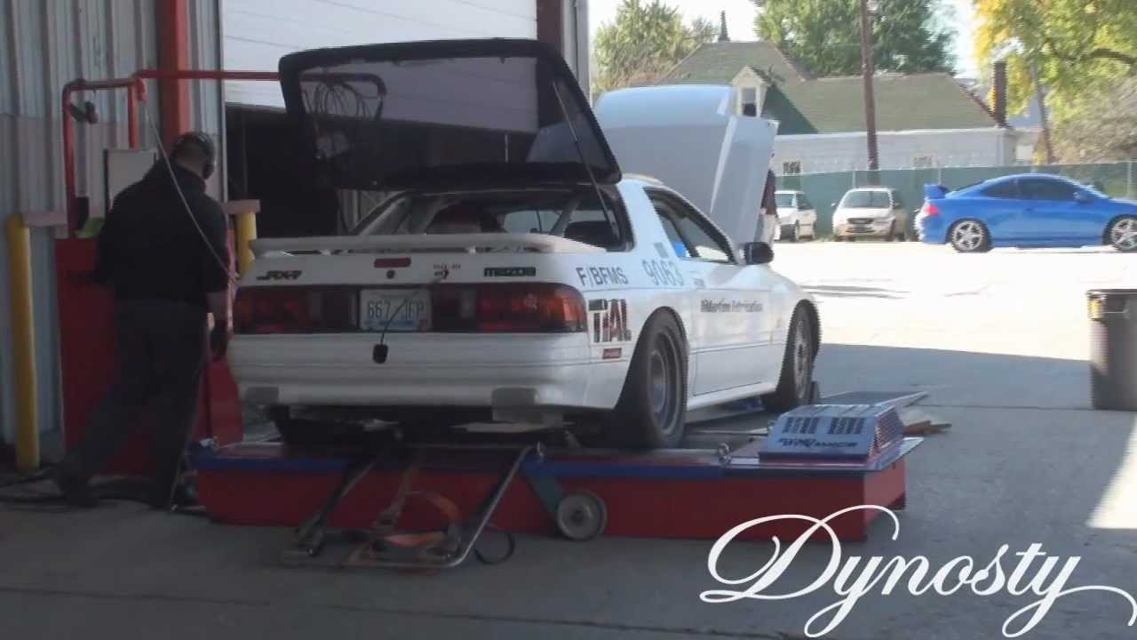 Mazda RX7 Land Speed Car RB25DET Single Turbo Dyno Dynamics Pull