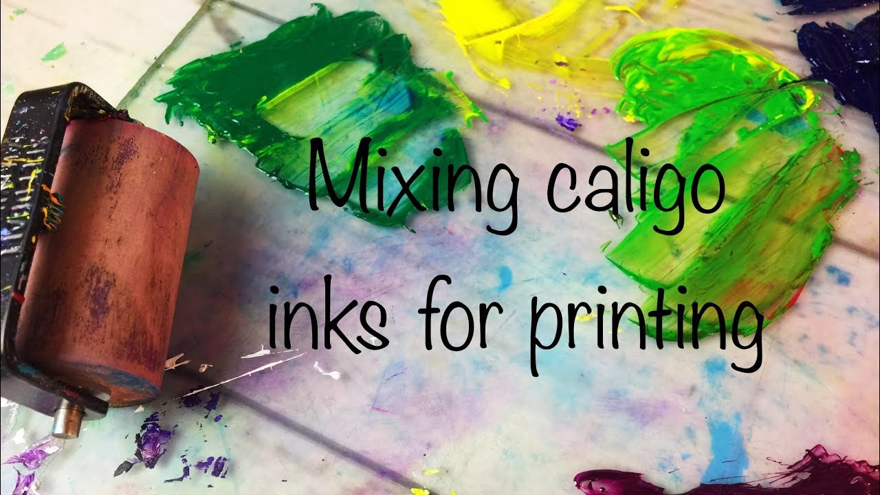 mixing caligo inks for printing with the gelatin plate