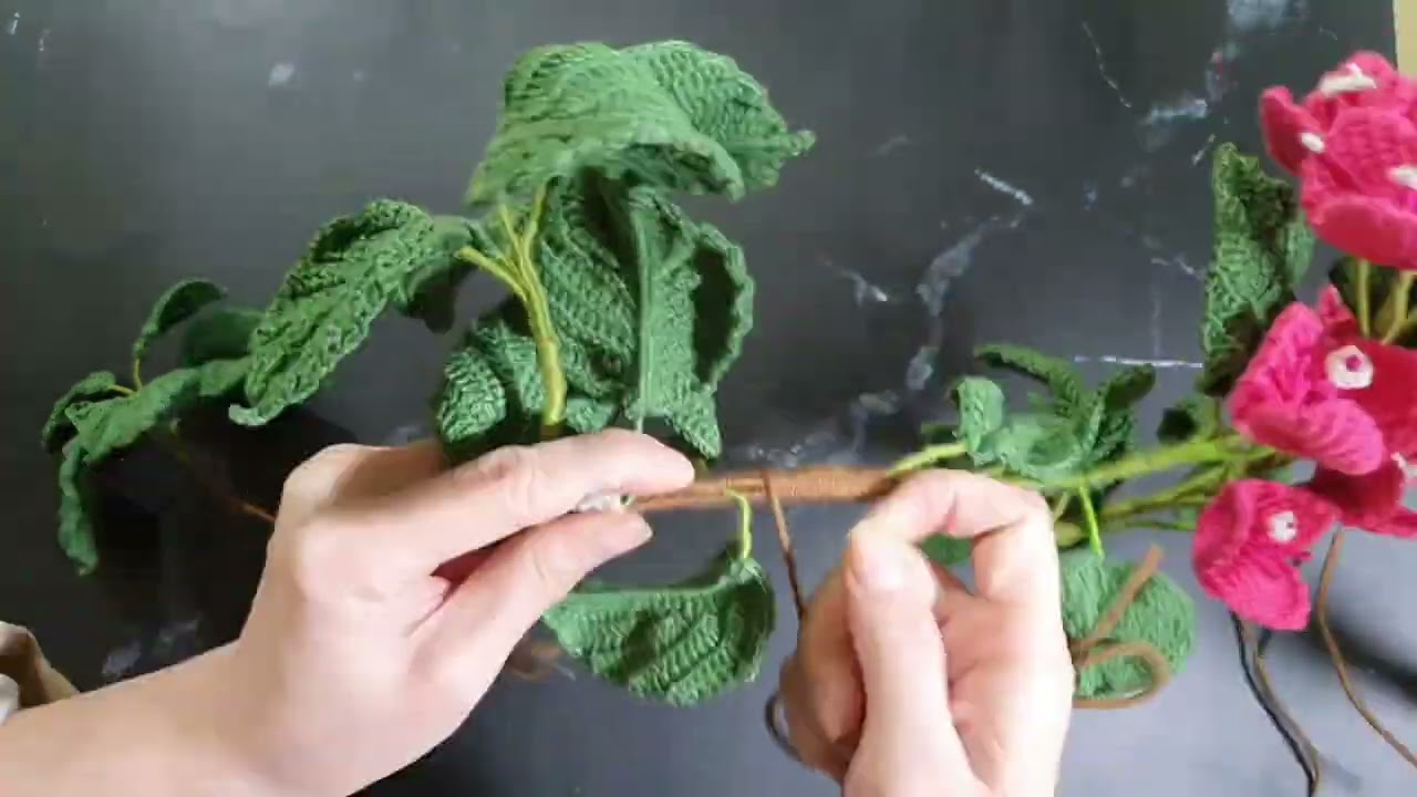Crochet Diy Tutorial making bougainvillea tree