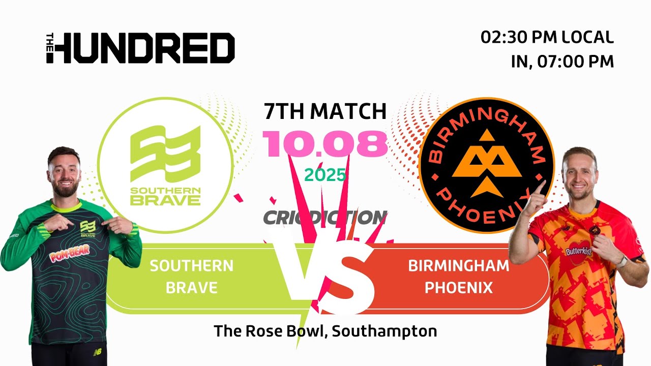 🔥 The Hundred Men's 2025: Southern Brave vs Birmingham Phoenix | Match 7