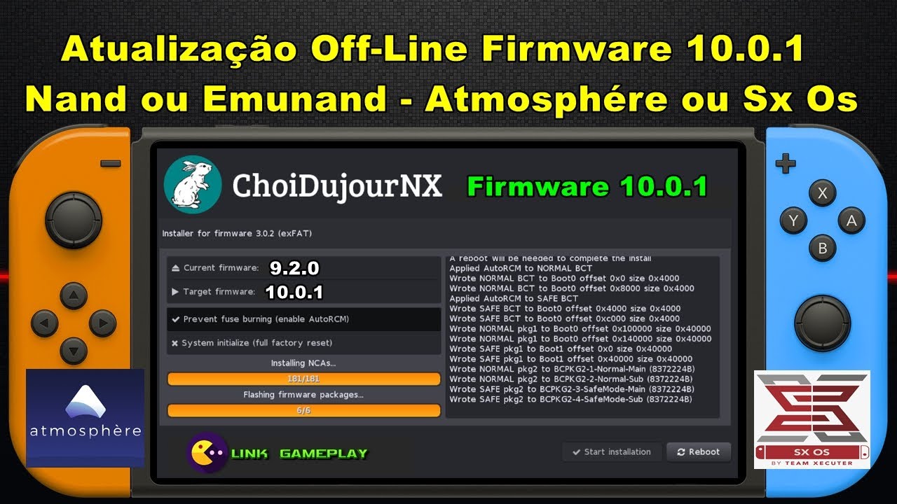 Atualização  Off-Line  Firmware 10.0.1  Nand ou Emunand  - Atmosphère ou Sx Os  Nintendo Switch