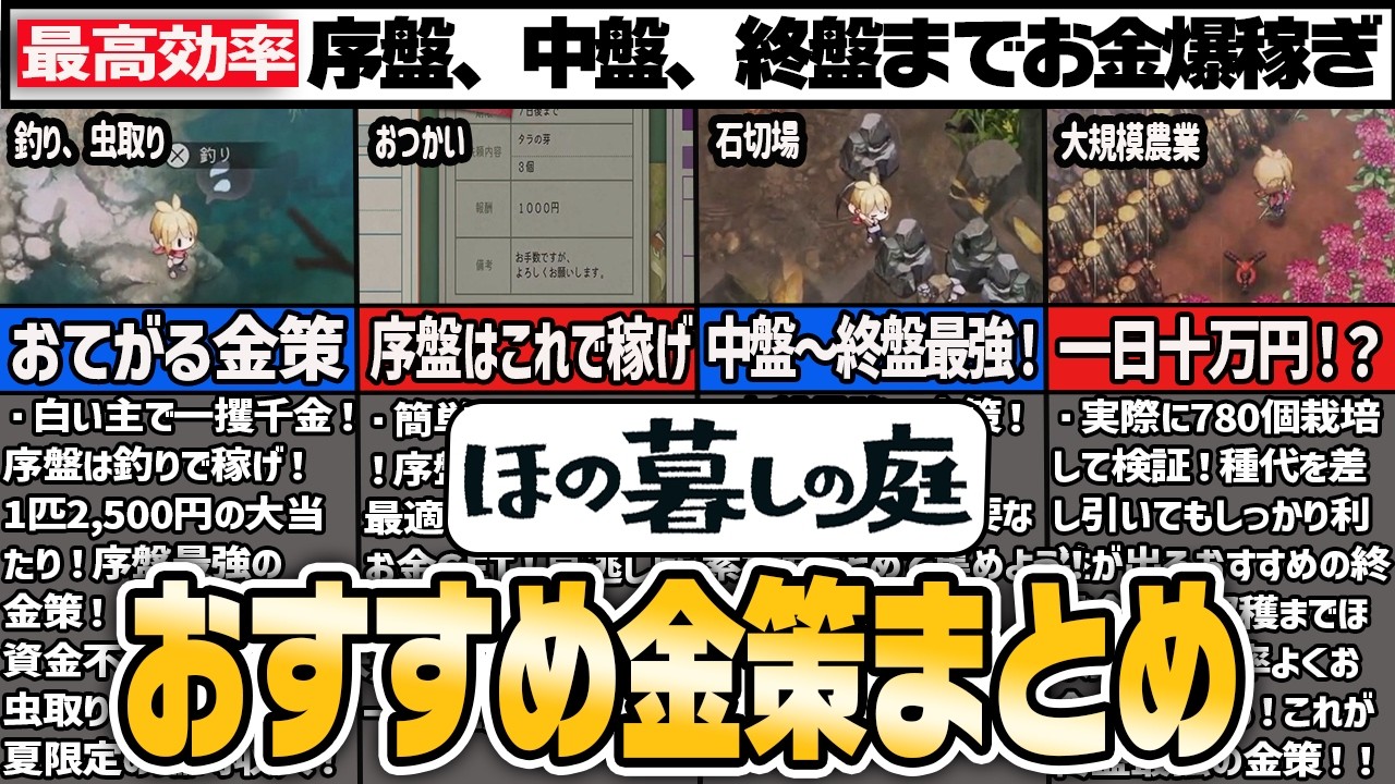 【ほの暮しの庭】効率爆上がり！おすすめ金策まとめ【ゆっくり解説】