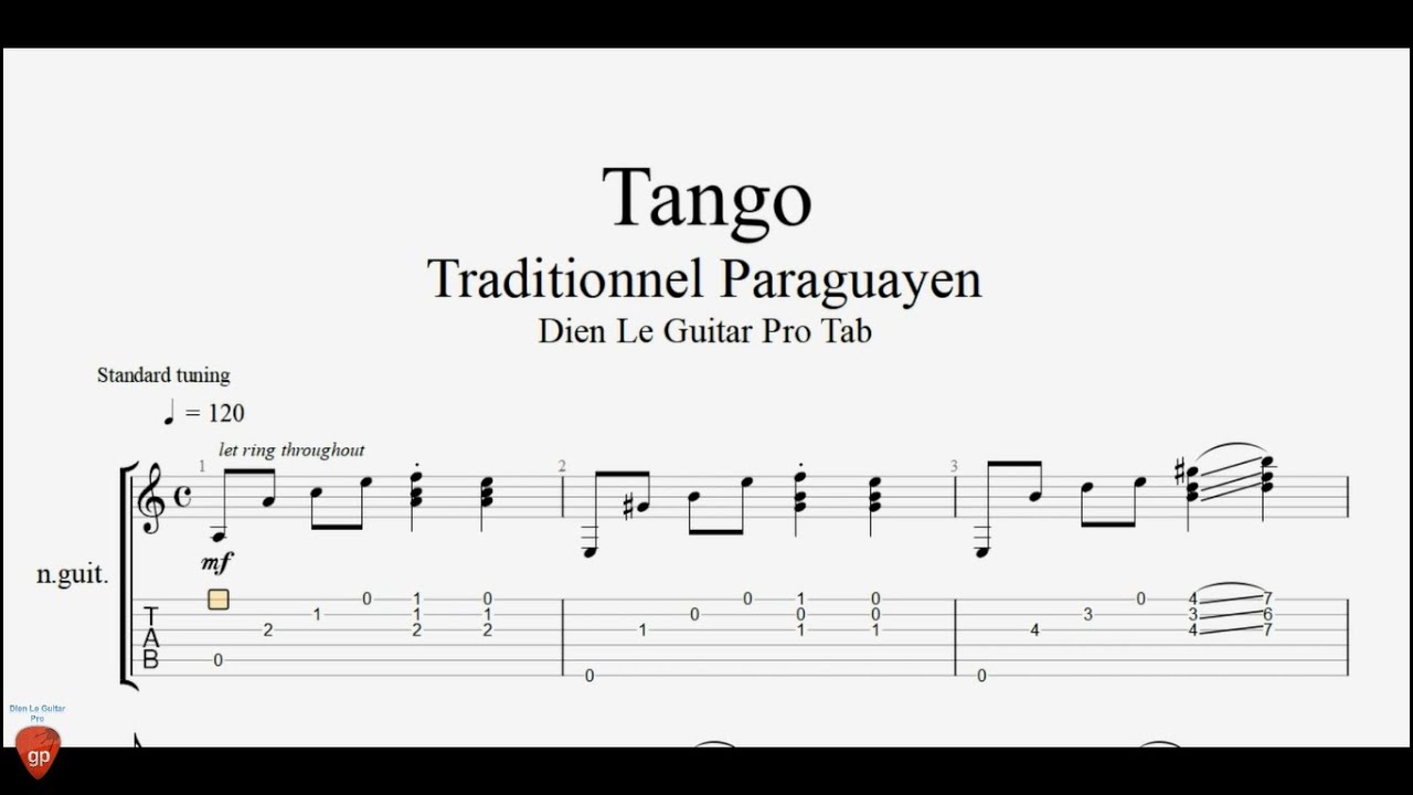 Tango (Traditionnel Paraguayen) - Guitar Tutorial + TAB