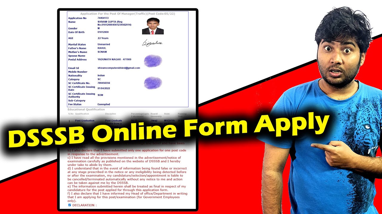 DSSSB Online Form Kaise Bhare &brvbar; How to Fill DSSSB Online Form 2022 &brvbar; DSSSB Online Form Apply