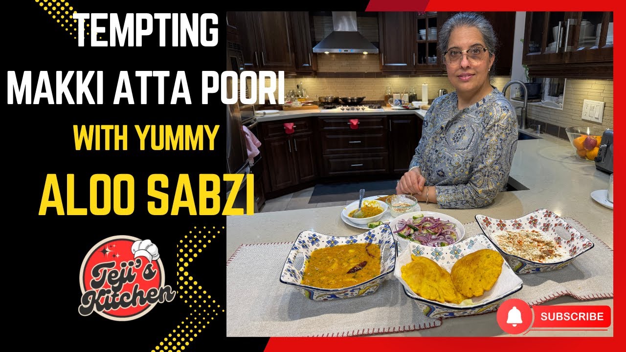 Tempting! Makki Atta(Corn Floor) Poori with Yummy!! Delicious!!! Aloo(Potato) Saabzi