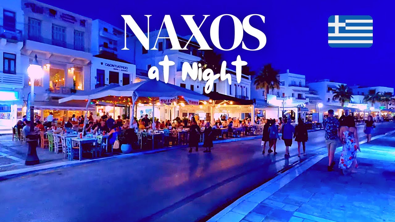 Downtown Naxos (Νάξος) at Night ✨🌙 Greece 🇬🇷 | Walking Tour | 4K