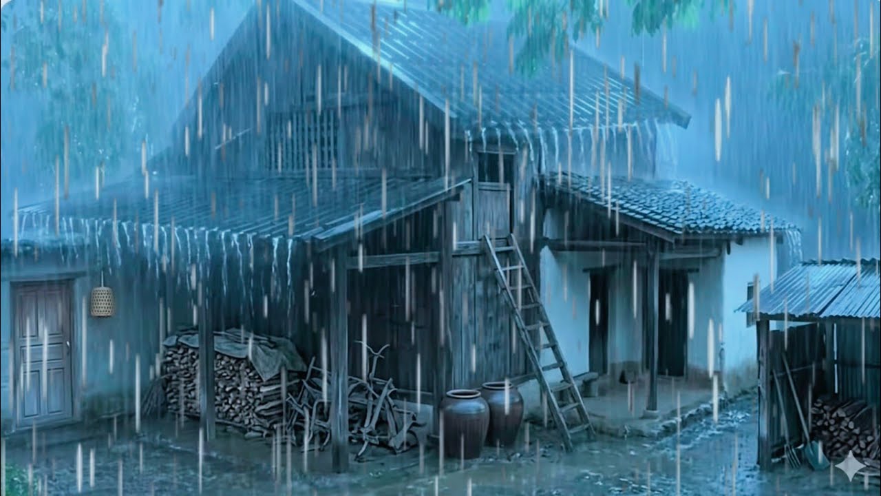Dark Night Heavy Rain Storm on Roof 🌧️ Rain Sounds to Fall Asleep Fast