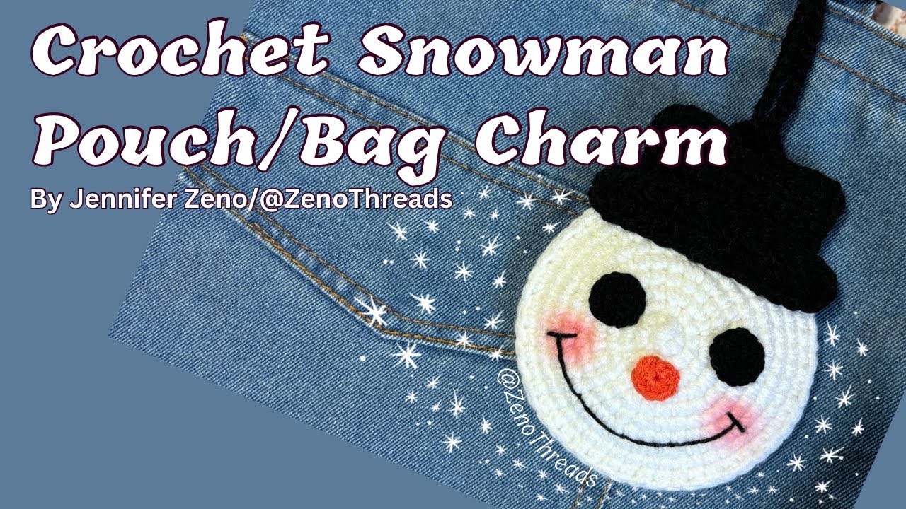 Вязаный крючком мешочек-снеговик | Подвеска на сумку